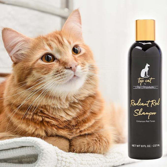 Chris Christensen Top Cat Radiant Red Shampoo for Cats, Groom Like a Professional, Enhances Red Tones, Great for All Coat Types, Made in USA, 8 oz