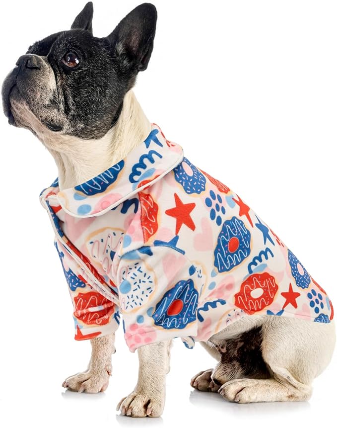 CuteBone Two-Leg Velvet Pet Pajamas Girl Dog Clothes - Soft, Cozy, and Stretchy Boy Pjs for Small, Medium Dogs and Cats Winter Sleepwear Apparel LTP19S