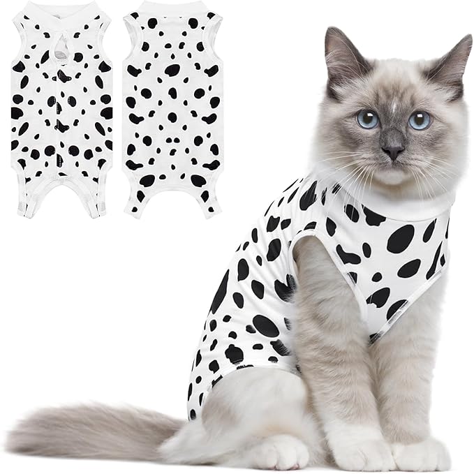 Coppthinktu Cat Recovery Suit Female Cats Onesie for Cats, Breathable Cat Surgery Suit for Surgical Abdominal Wounds Skin Diseases, Cute Kitten Spay Recovery Suit E-Collar Alternative Anti Licking