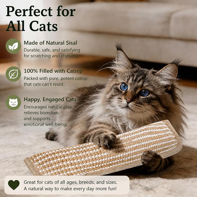 3 Pack 13inch Catnip Cat Kicker Toys Pillow Sisal Cat Toy Sticks for Bunny Kicking Cats Interactive Toys for Indoor Cats Boredom Breaker Cat Nip Toys Cat Chew Toy for Large Cats Kitty Kitten