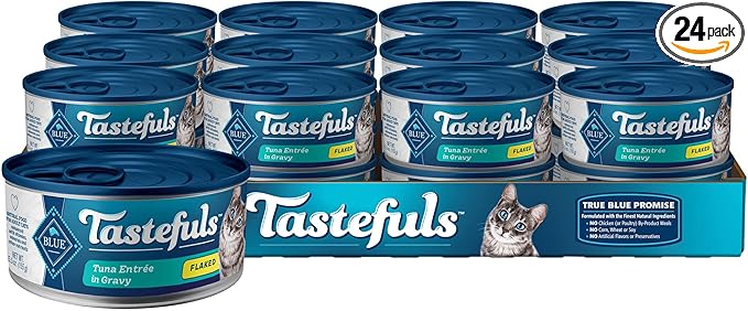 Blue Buffalo Tastefuls Flaked Wet Cat Food, Made with Natural Ingredients, Tuna Entrée in Gravy, 5.5-oz Cans (24 Count)