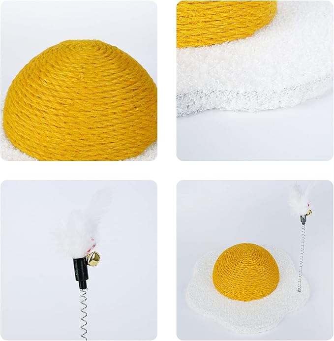 Cat Scratch Posts Round Cat Scratcher Poached Egg Wear-Resistant Round Claw Ball Scratching Board for Cats with Funny Cat Dtick Scratching Posts for Indoor Cats Scratching Pads for Indoor