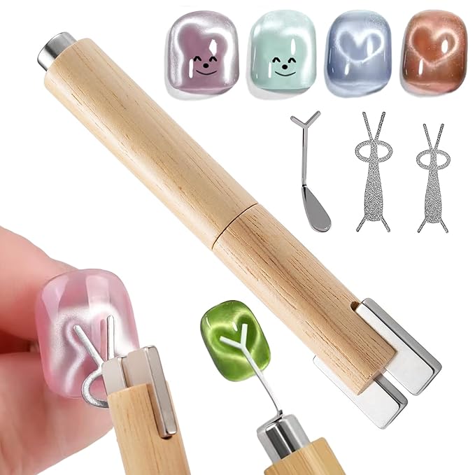 4 In 1 Cat Eye Magnet For Nails With Y-Shape And Bunny Mold For Heart And Bunny Cat Eye Pattern Nail Magnet Set For Nail Art,Multifunctional Nail Polish Magnet, Strong Magnet For Nails