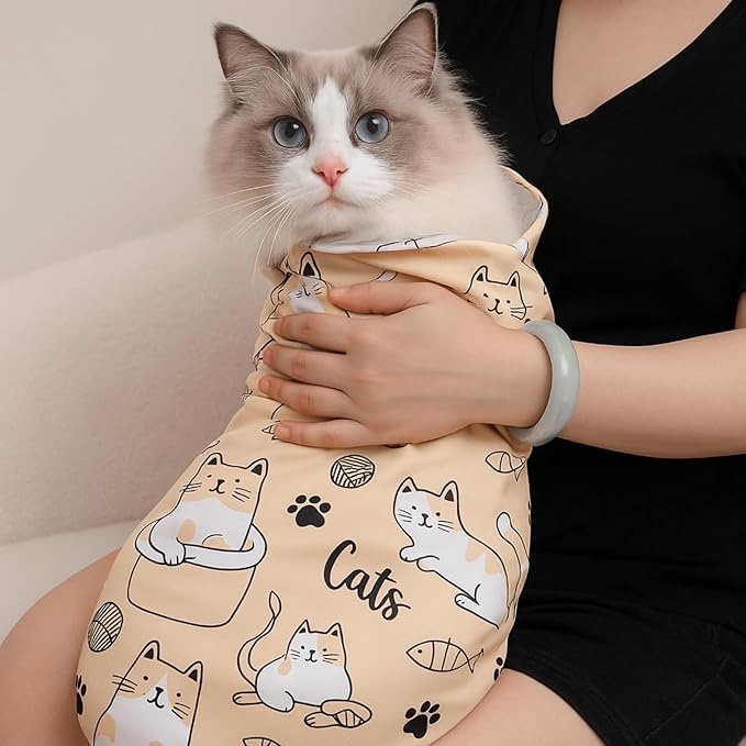Shinylin 2 Pcs 27.6" Cat Grooming Wraps for Cutting Nails Self Adherent Cat Swaddle Wraps Anti Scratch Anti Escape Pet Tool for Medicine Nail Clipping Teeth Brushing Ear Cleaning