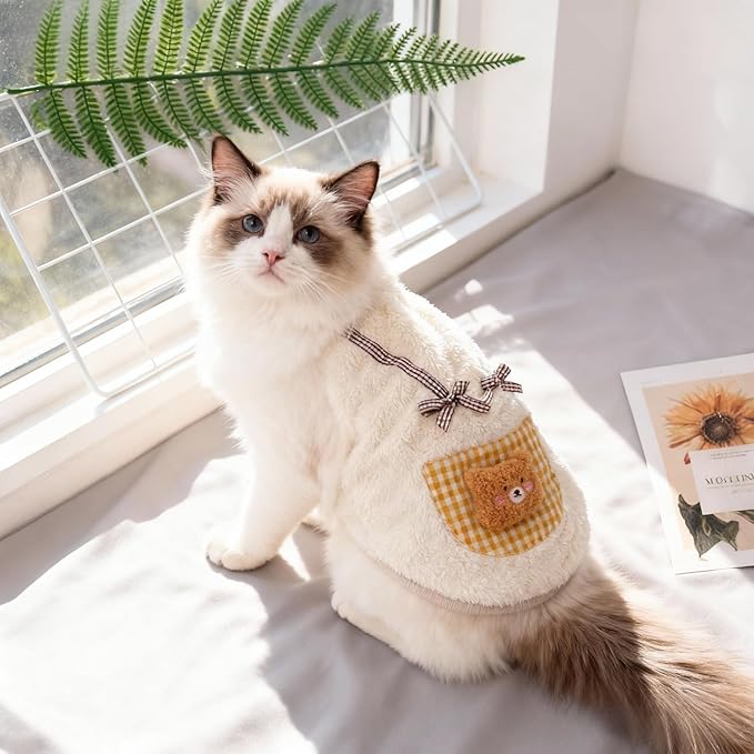 Cute Cat Clothes Kitten Sweater Dog Puppy Clothes Pet Apparel Bear Pattern Sleeveless Vest Outfit
