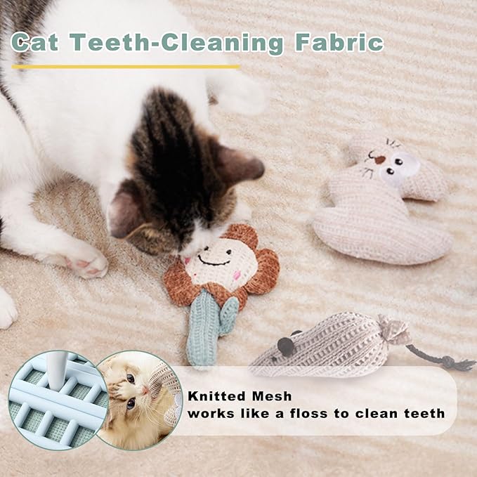 7-in-1 Kitten Toys for Indoor Cats with Washable Adhesive Suction Cup, Hanging Interactive Cat Toys, Silvervine Stick and Sisal Chew Rope Catnip Teething Toy for Bored Kitten
