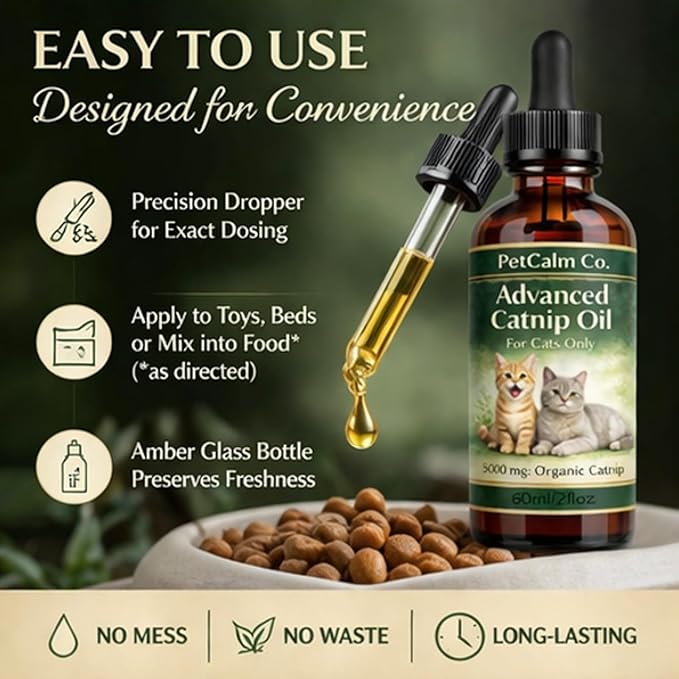 PetCalm Co. Catnip Oil — Daily Wellness for Cats (60 Ml / 2 Fl Oz)