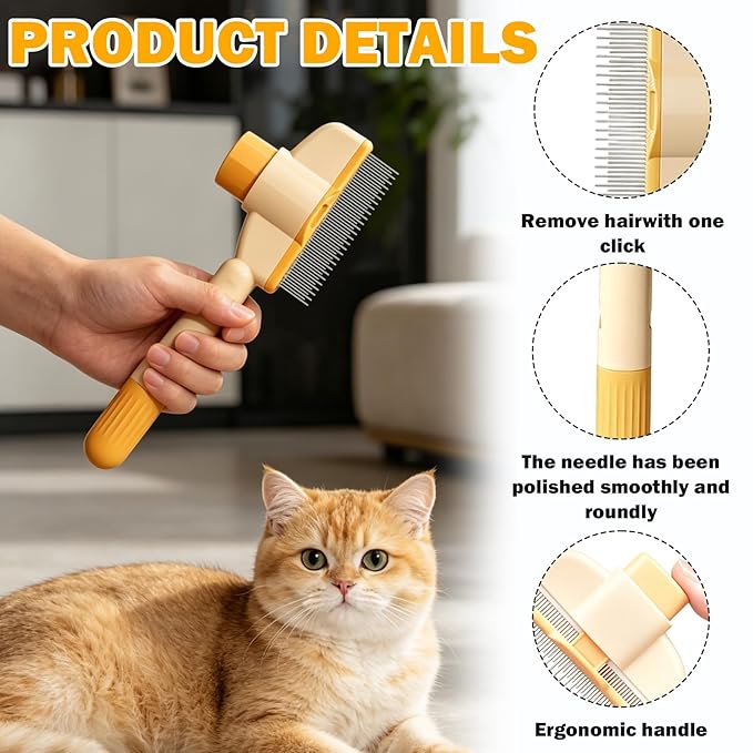2-Piece Pack Cat Combs For Indoor Cats,Cat Brushes For Indoor Cats,Cat Comb For Shedding,Cat Hair Brush,Cat Brush Effectively Removes Shed And Tangled Fur From Dogs,Providing A Comfortable