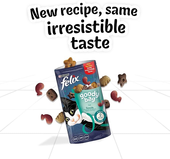 Felix Goody Bag Picnic Mix Adult Cat Treats Seaside Mix, Pack of 8 x 60 g