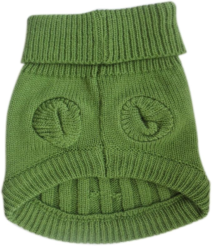 Tangpan Turtleneck Classic Straw-Rope Pro Pet Dog Sweater Apparel (Green,M)