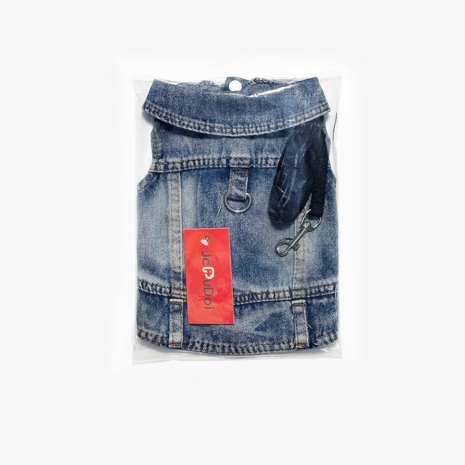 Dog Jean Jacket Pet Blue Denim Coat for Puppy Small Dogs Fashion Classic Overalls Girl Male Boy Cat Costumes Vintage Washed Vest Clothes Outfit Shirts (Blue, XX-Large)