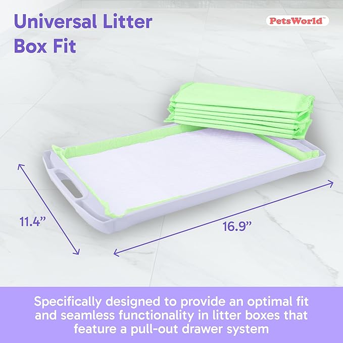 PetsWorld Universal Fit Multi-Cat Pad Refills for Litter Box, Fresh Scented, Ultra-Absorbent, Odor Control, Pack of 100