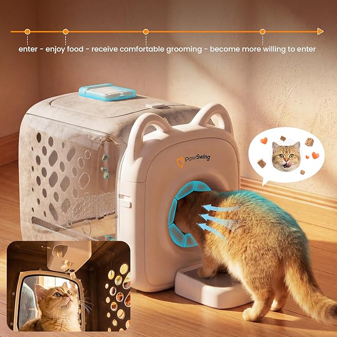 Cat Self Groomer Pro for Hairball Control and Shedding Relief 360° Skin Friendly Brush Pet Hair Remover Tool Gentle Self Cleaning Automatic Fur Collection Smart Grooming House for All Cats