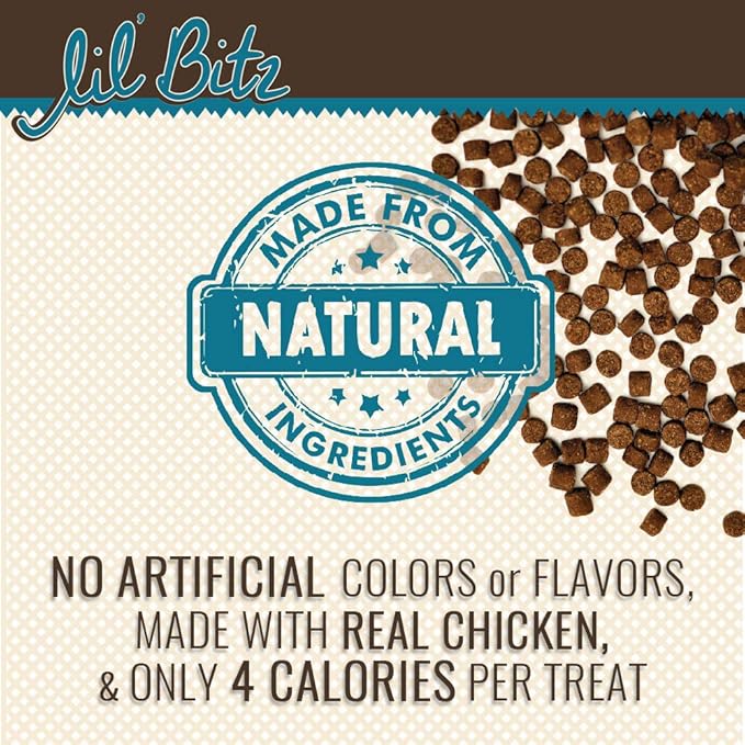 Lil' Bitz Soft & Chewy Training Treats for Dogs, Bite Size Reward Treats for Training & Positive Reinforcement, Grain Free Treats Made with Real Chicken, Flame Roasted Chicken Flavor, 4 oz Bag