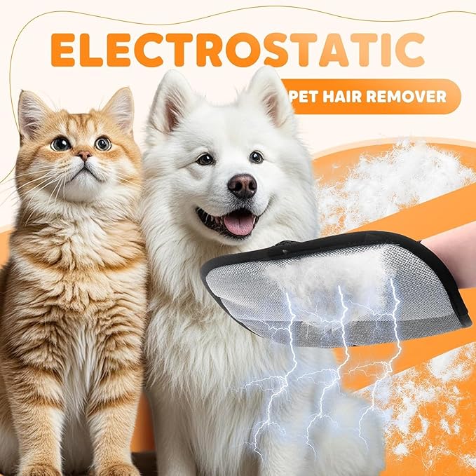 Pet Hair Removal Glove, Reusable Pet Hair Remover Glove, 2025 New Upgrade Efficient Grooming Gloves for Pet Hair, for Furniture, Carpet, Car Seat, Pet Grooming (2)