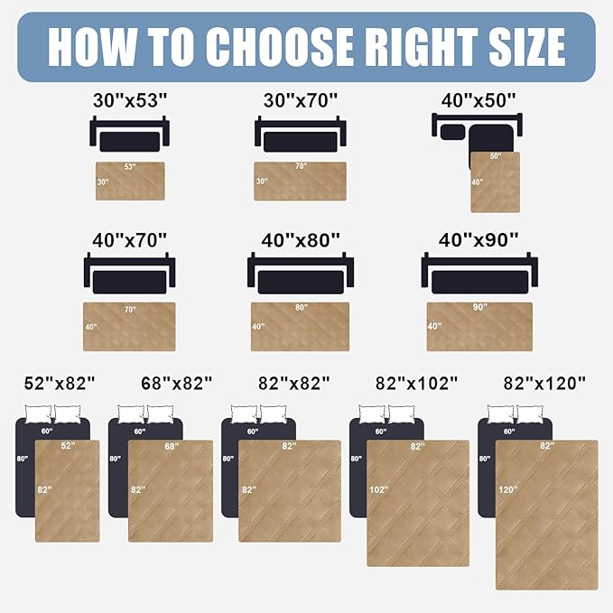 Smiry Waterproof Dog Bed Cover Blanket 40x80, Soft Reversible Pet Blanket, Washable Leakproof Cats Dogs Couch Cover for Sofa, Couch, Furniture, Camel/Camel