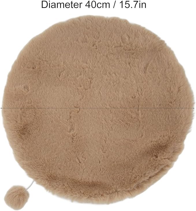 KANASI 1.6 Inch Round Faux Rabbit Fur Cat Bed, Replacement Pad for Pet Sleeping Mats for Windowsills Cages Kennels and Furniture (Grey)