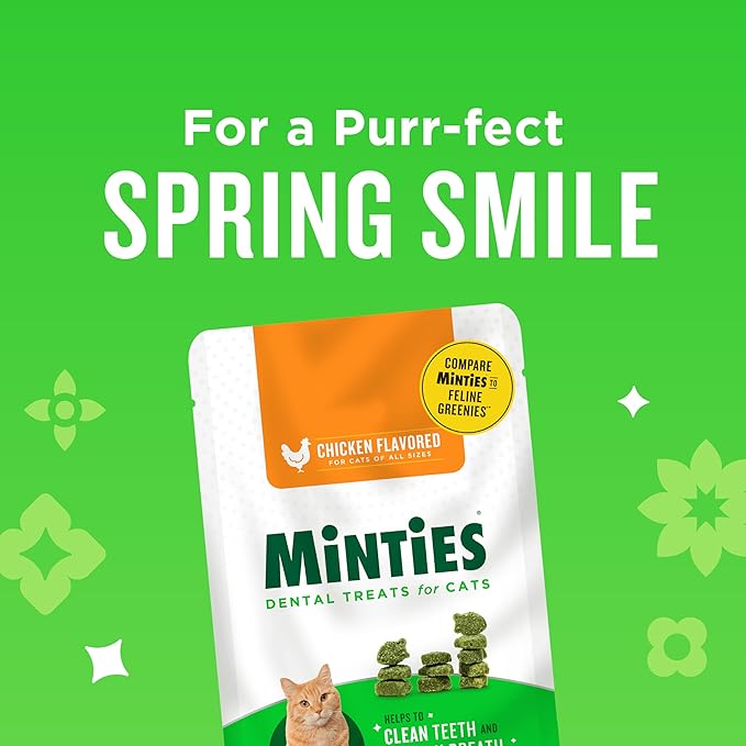 Minties Dental Treats for Cats, Chicken Flavored Treats for Cats, Freshens Breath and Controls Tartar, 2.5oz