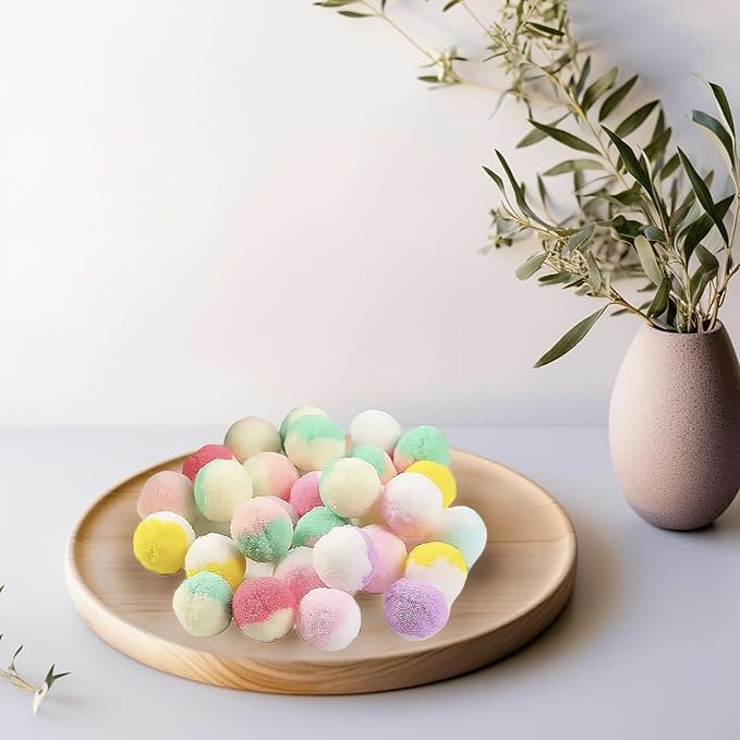 50pcs 1.2 Inch Cat Toy Balls - Soft Pom Pom Balls Bulk Plush Interactive Kitten Toys for Indoor Cats, Craft DIY Assorted Colors, Durable Pet Play & Training Toys