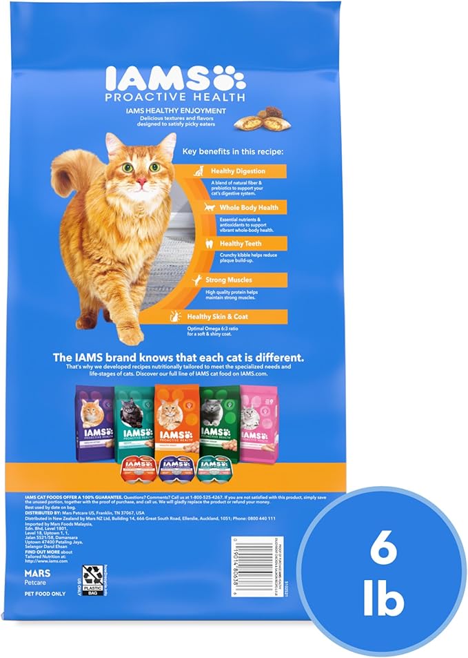 IAMS Healthy Enjoyment Dry Cat Food Chicken & Salmon Recipe, Cat Food Dry Recipe, 6 lb. Bag