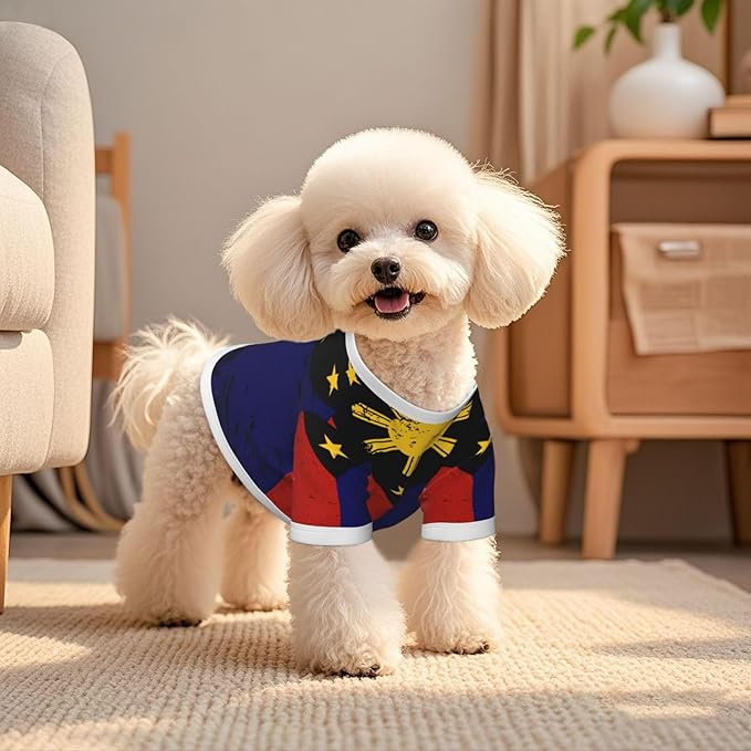 Filipino Vintage Philippines Flag Dog Shirt Pet Cotton T-Shirt Soft Breathable Dog Clothes Stretchy Puppy Outfit Doggy Tank Top Funny Outdoor Apparel for Small Medium Dogs Cats Pink Small