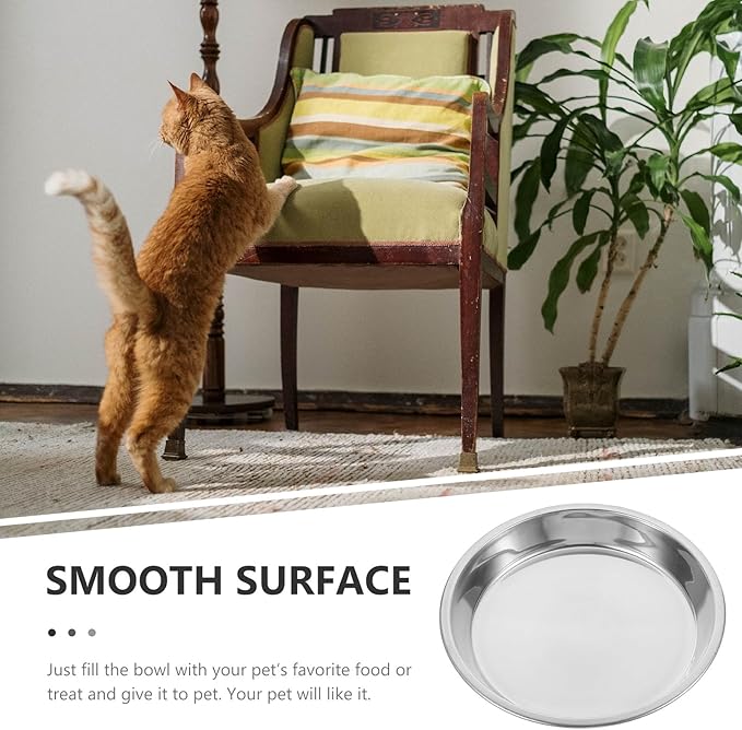 OUNONA 4pcs Stainless Steel Cat Bowls 22cm Multi-Function Metal Pet Basins Wear-Resistant Food Bowls for Household Kitten Feeding and Watering Supplies