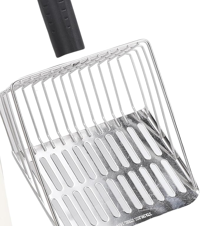 Haofy Cat Litter Scoop,Stainless Steel Litter Scoop with Portable Cleaning Brush and Storage Stand for Cat Box Cleaning