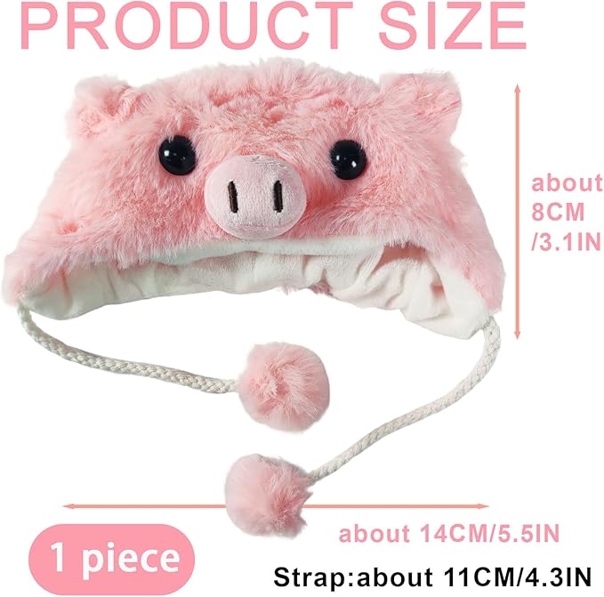 Adorable Pet Plush Headwear, Soft Small Pet Costume Warm Hat for Cat Puppy Dog, Cute Comfortable Pet Head Cover Ear Muffs for Festival Party Activity, Pig, 1 Piece