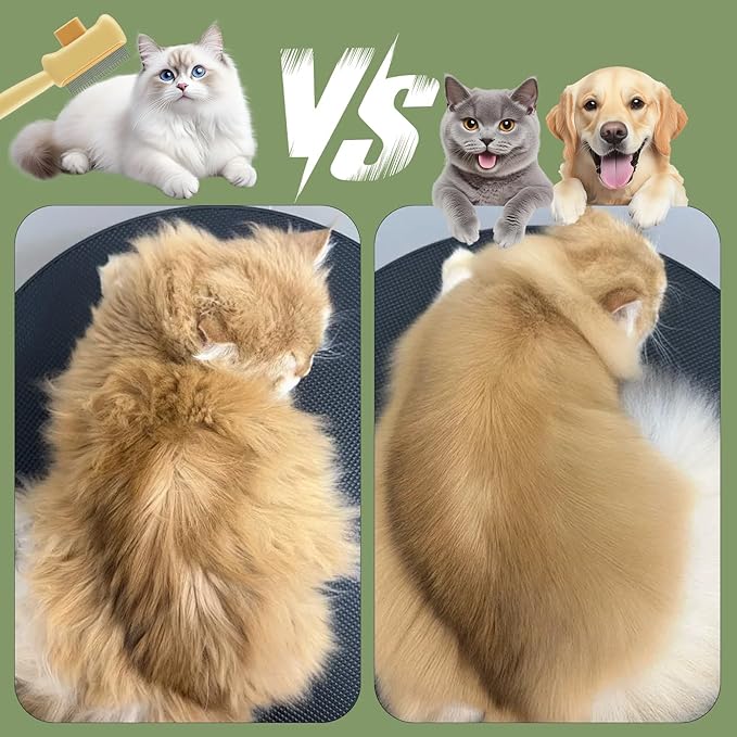 2-Pack Pet Grooming Brush, Self-Cleaning Deshedding Brush & Fine Tooth Comb, Rounded Stainless Steel Teeth for Dogs Cats Short Long Hair