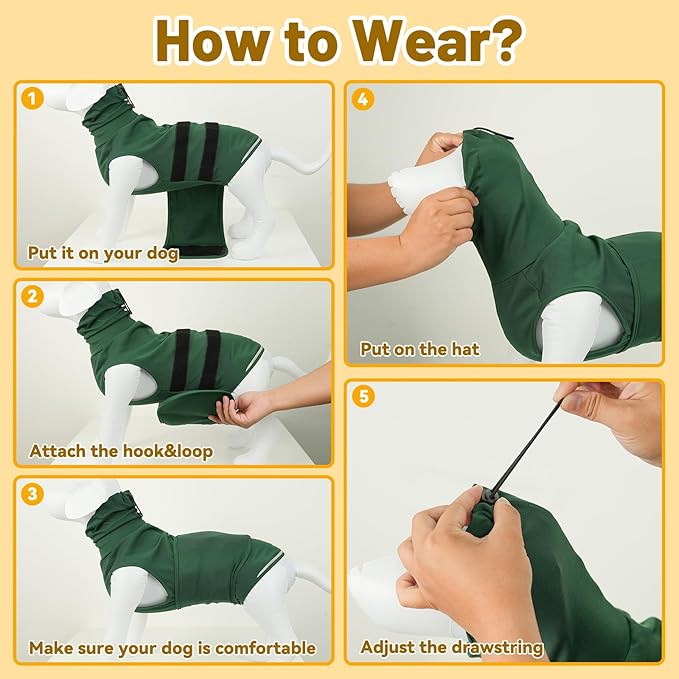 Thunder Vest for Dogs Anxiety, Dog Thunder Jacket for Thunder, Fireworks, Vet Visits & Separation, Keep Pet Calm Without Medicine, Anti Anxiety Vest for Dogs and Cat Body and Ear (Green, X-Large)