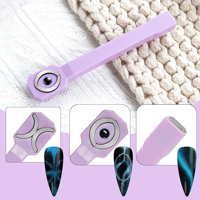 WOKOTO 53Pcs Cat Eye Nail Magnet With 3 Pcs Y-Shape Heart Magnet Stencil For Nail Art Tools Set, Cat Eye Magnet For Nails Wand Magnetic Nail Polish Magnet For Cat Eye Gel Polish Magnets Sticks Pens