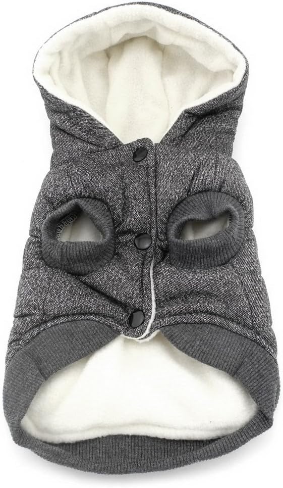 Dog Coat Rdc Pet Hoodie Cold Weather Coats Warm Dog Apparel Winter Thick Clothes Dog Cozy Jacket for Small Dog Medium Cat (L, Grey)