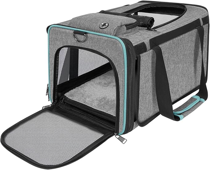 GAPZER Cat Carrier American, United, Delta Airline Approved/Soft-Sided Pet Travel Bag for Medium Cat 15+ lbs Small Dog Traveling Crate Under 15 Pounds TSA Approved Carrying Cage Underseat Cabin Gray