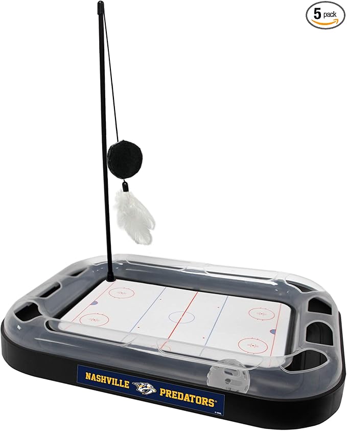Pets First Cat Scratching Toy NHL Nashville Predators Hockey Field Cat Scratcher Tiy with Interactive Cat Ball Bell in Tracks. 5-in-1 CAT Toy