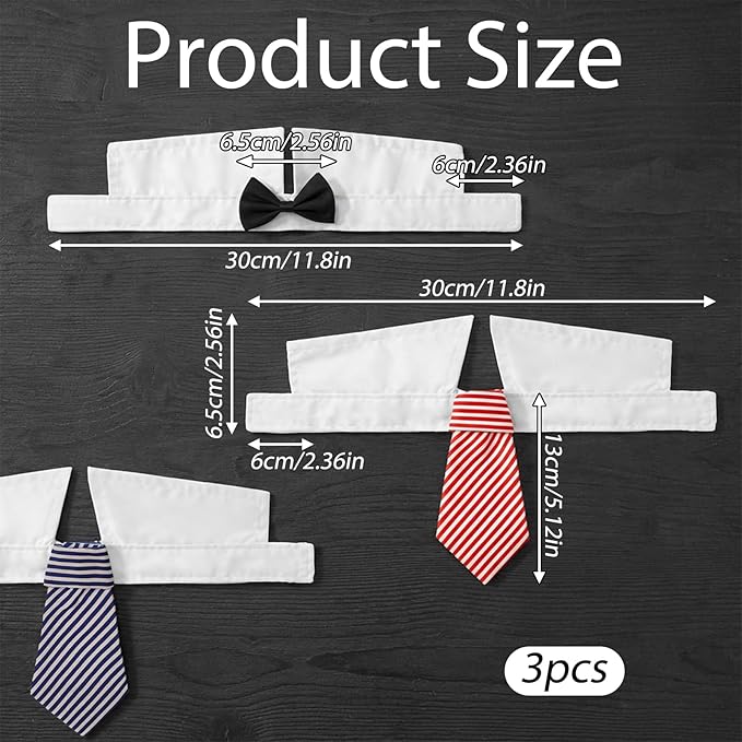 3 Pcs Dog Cat Bow Tie Pet Tuxedo Collar Wedding Formal Costume Adjustable for Dog Cat Puppy Birthday Necktie Collars