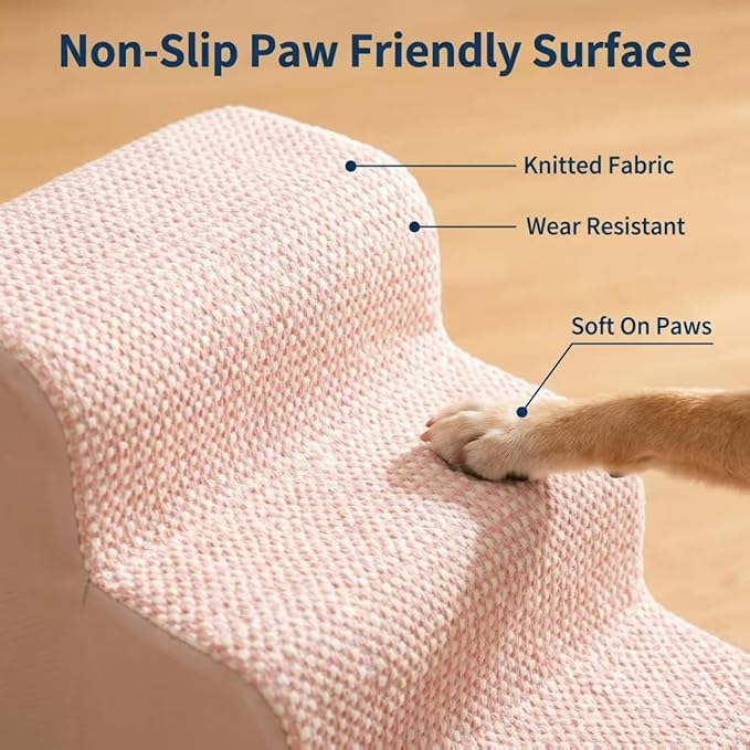 Dog Stairs for Small Dogs，35D Pet Stairs Steps 15” H with Durable Non-Slip Waterproof Fabric Cover, Slope Stairs to Bed for Small Dogs and Cats or Pets Joints, 3 Step Dog Ramp for Couch and Bed