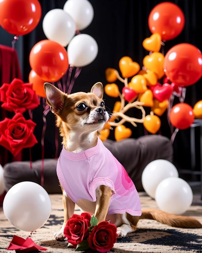 PET SHOW 4 Pack Valentines Day Dog Shirts for Extra Small Doggies Tank Top Tee Red Pink Love T-Shirts Pets Holiday Party Sleeveless Vest Cats Kittens Puppy Clothes Boys Girls(X-Small)