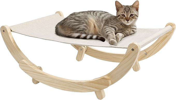 Navaris Cat Swing Bed - Spacious & Comfortable Cat Hammock Bed - Elevated Cat Chair Bed for Large Cats - Cat Furniture for Outdoor or Indoor Cats - 2-in-1 Design Raised Cat Bed