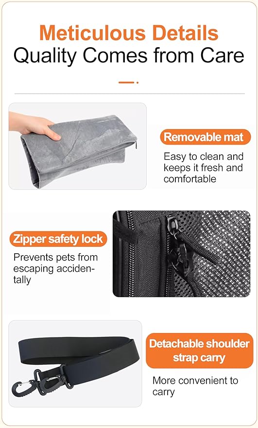 Cat Carrier Soft Foldable, Portable Pets Travel Carriers for Cats/Dogs, Portable Pet Carrier with Secure Zipper Locks
