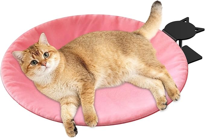 Cat Desk Bed, Supports Up to 60 Lbs, Modern Indoor Cat Nest Furniture, Clip On Comfortable Cats Perch with Removable and Washable Cover, Cats Desk Hammock for Home Office