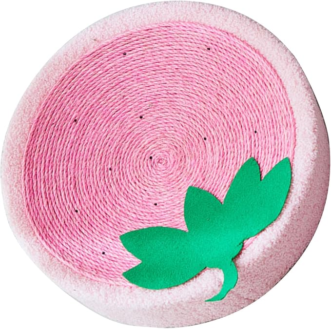 Semme Premium Sisal Cat Scratcher Bed with in One Design Round Shape Lounge for Claw Sharpening Furniture (Strawberry)