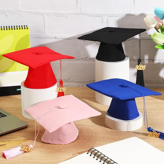 JULMELON Pet Graduation Caps with 2026 Pink Tassels, Dog and Cats Graduation Pink Hats Adjustable Mini Graduation Caps for AKC Graduation Photo Props Holiday Costume Accessories