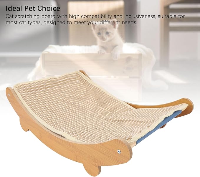 Cat Hammock Chair Scratch Cat Scratching Hammock Wooden Cat Rest Lounge Bed Portable Beach Chair Cat Hammock Furniture Protector Cat Scratcher Bed for Home (Medium)