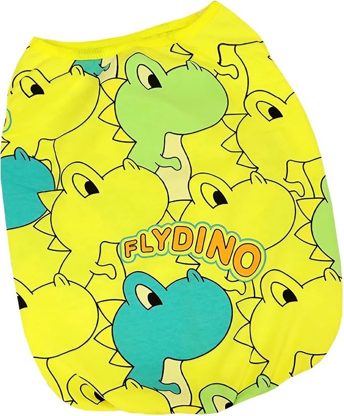 Dog Shirts for Small Medium Dogs French Bulldog Clothes,Funny Dog Dinosaur Shirts Frenchie Clothes for Pets, Breathable Puppy Sweatshirts Cotton Tank Top Costume Cats Tshirts,Yellow,L