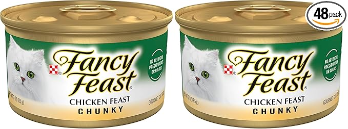Fancy Feast Purina Chunky Chicken Feast Wet Cat Food - 3 oz. Cans (Pack of 48)