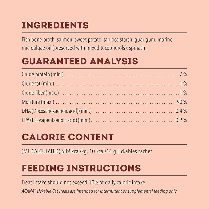 ACANA Lickables Cat Treats Salmon Recipe .5oz Tubes (5 Count) (Pack of 2)