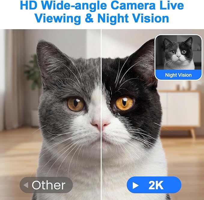 Pet Camera Indoor with Phone App, Robot Camera on Wheels, Cat and Dog Camera with Interactive Feather Toy, 2-Way Talk, Video Recording - Indoor Security & Companion