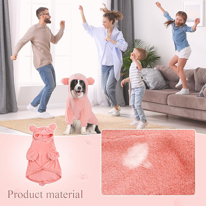 NACOCO Halloween Pig Dog Costume - Pet Christmas New Year Hoodie Warm Party Coat Outfit for Small and Medium Cat Dog Clothes(Pink Pig,XL)