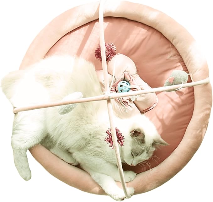 Cat Bed, Cat Tent Dog Bed for Indoor Cats Soft Breathable Available for All Seasons, Washable Pet Bed for Puppy and Cats with Non-Slip Bottom, Cute Cat Bed Easy Assemble (Pink,Small)