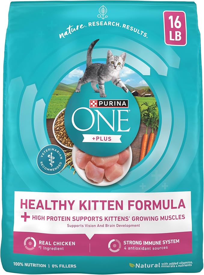 Purina ONE High Protein, Natural Dry Kitten Food, +Plus Healthy Kitten Formula - 16 lb. Bag